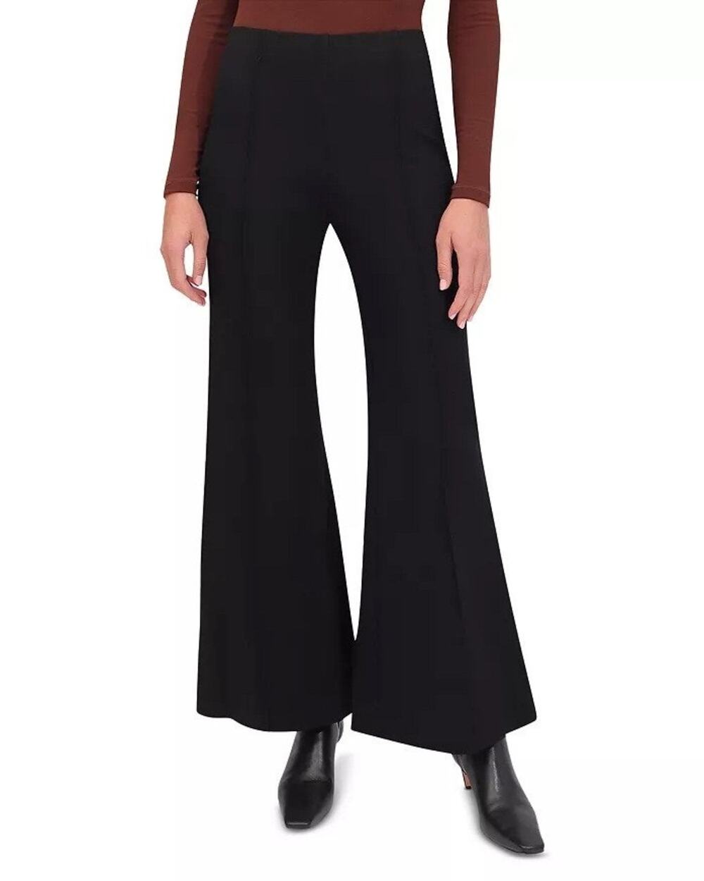 Bagatelle Women Black Stretch Rayon Casual Pintuck Ponte Wide Leg Pants Size S